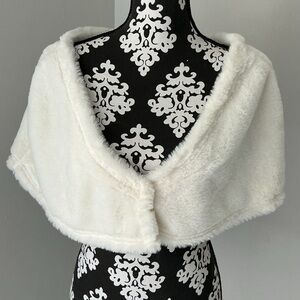 Calvin Klein Ivory Faux Fur Shawl